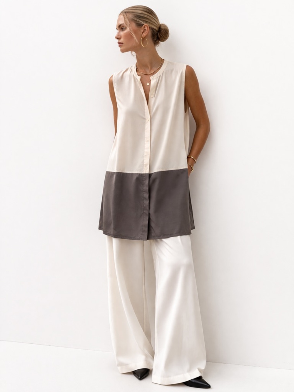 Vince | Silk Colourblock Tunic